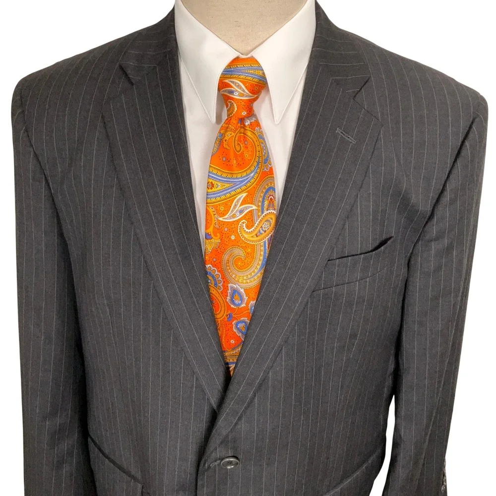 Brooks Brothers Blazer Mens 45R Gray Pinstripe 1818 Madison Estrato Italy VTG
